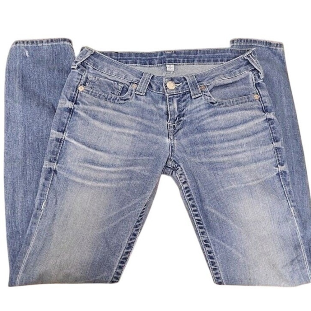 True Religion Skinny Heritage Light Wash Straight Leg Jeans World Tour Size‎ 29